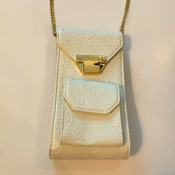 Guess White G Gold Chain Crossbody Small Purse - Picture 2 of 8